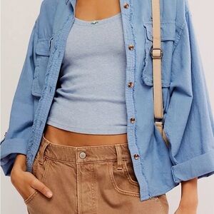Free People Light Blue Utility Jacket